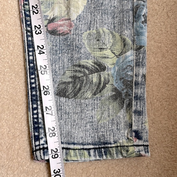 Y2K TINSEL Denim Couture garment wash floral jeans Size US 27/28 - Picture 12 of 12